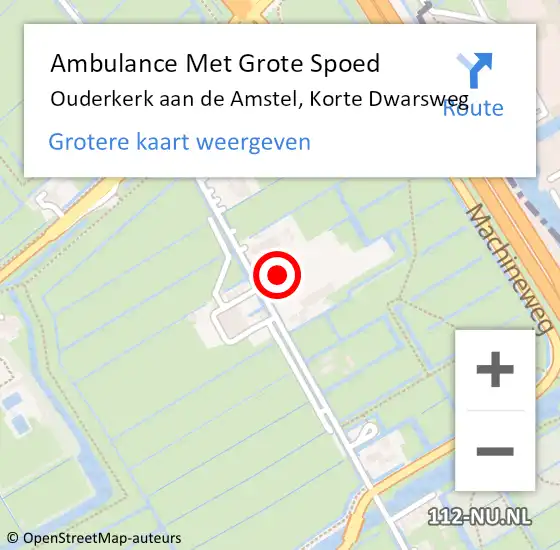 Locatie op kaart van de 112 melding: Ambulance Met Grote Spoed Naar Ouderkerk aan de Amstel, Korte Dwarsweg op 20 februari 2023 07:05