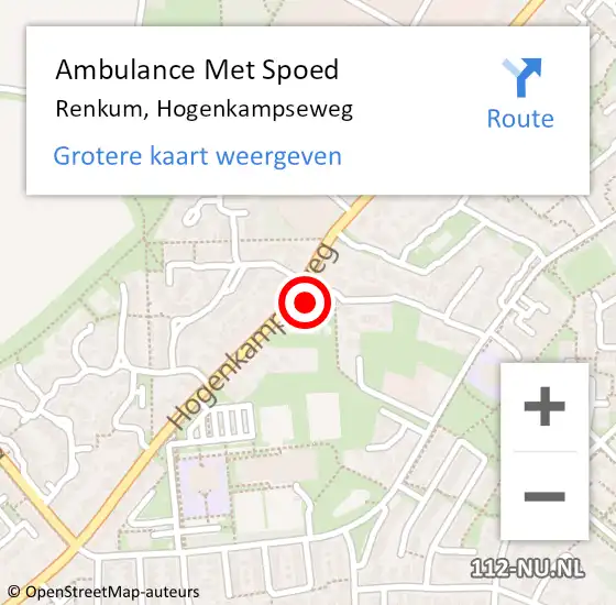 Locatie op kaart van de 112 melding: Ambulance Met Spoed Naar Renkum, Hogenkampseweg op 20 februari 2023 07:32