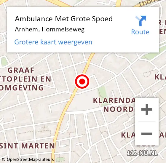 Locatie op kaart van de 112 melding: Ambulance Met Grote Spoed Naar Arnhem, Hommelseweg op 20 februari 2023 07:51