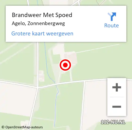Locatie op kaart van de 112 melding: Brandweer Met Spoed Naar Agelo, Zonnenbergweg op 20 februari 2023 10:13