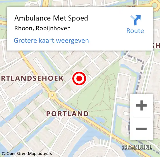 Locatie op kaart van de 112 melding: Ambulance Met Spoed Naar Rhoon, Robijnhoven op 20 februari 2023 10:49