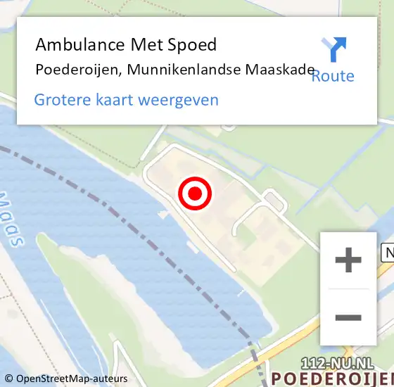 Locatie op kaart van de 112 melding: Ambulance Met Spoed Naar Poederoijen, Munnikenlandse Maaskade op 20 februari 2023 13:56