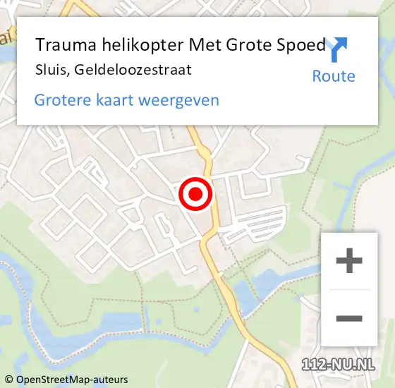 Locatie op kaart van de 112 melding: Trauma helikopter Met Grote Spoed Naar Sluis, Geldeloozestraat op 20 februari 2023 16:41
