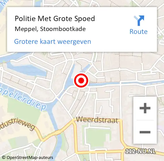 Locatie op kaart van de 112 melding: Politie Met Grote Spoed Naar Meppel, Stoombootkade op 20 februari 2023 17:12