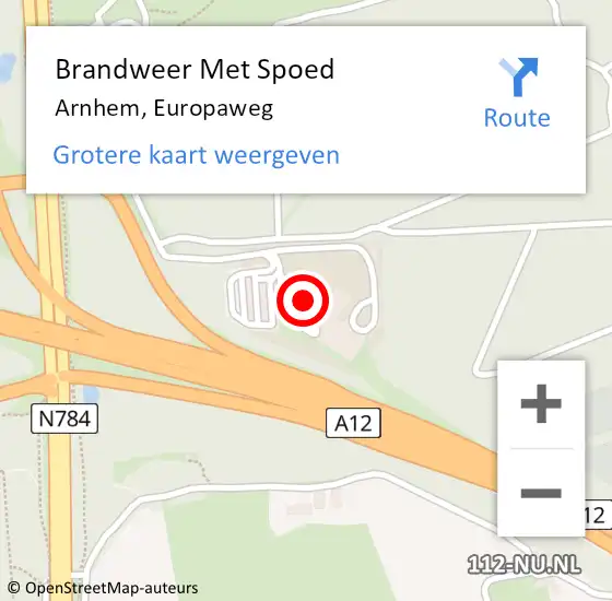 Locatie op kaart van de 112 melding: Brandweer Met Spoed Naar Arnhem, Europaweg op 20 februari 2023 18:12