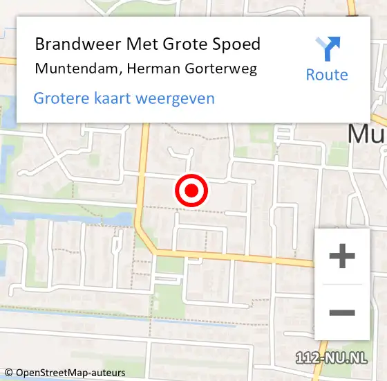 Locatie op kaart van de 112 melding: Brandweer Met Grote Spoed Naar Muntendam, Herman Gorterweg op 20 februari 2023 20:54
