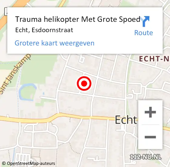 Locatie op kaart van de 112 melding: Trauma helikopter Met Grote Spoed Naar Echt, Esdoornstraat op 20 februari 2023 22:03