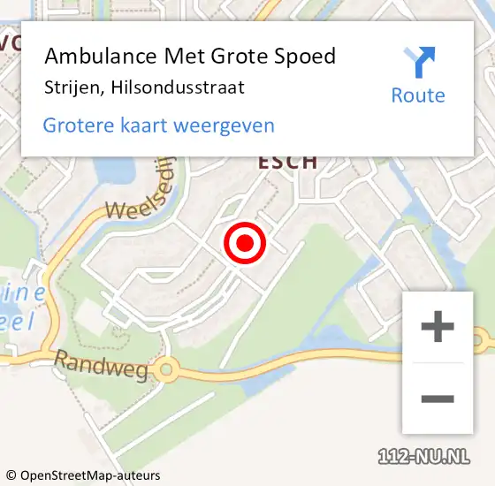 Locatie op kaart van de 112 melding: Ambulance Met Grote Spoed Naar Strijen, Hilsondusstraat op 20 februari 2023 23:29