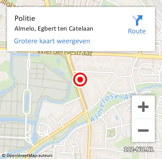 Locatie op kaart van de 112 melding: Politie Almelo, Egbert ten Catelaan op 20 februari 2023 23:37