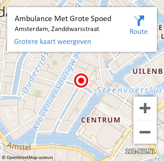 Locatie op kaart van de 112 melding: Ambulance Met Grote Spoed Naar Amsterdam, Zanddwarsstraat op 21 februari 2023 02:37