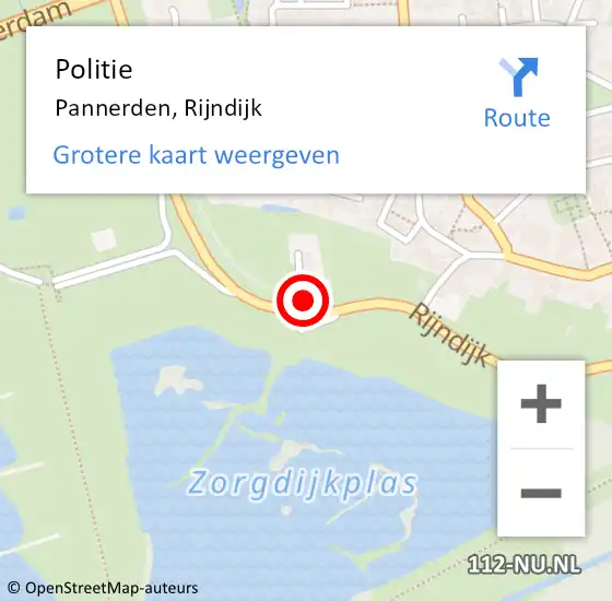 Locatie op kaart van de 112 melding: Politie Pannerden, Rijndijk op 21 februari 2023 07:43