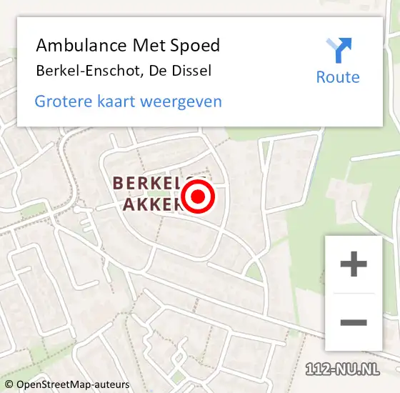 Locatie op kaart van de 112 melding: Ambulance Met Spoed Naar Berkel-Enschot, De Dissel op 16 augustus 2014 12:01