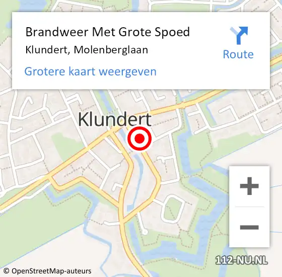 Locatie op kaart van de 112 melding: Brandweer Met Grote Spoed Naar Klundert, Molenberglaan op 21 februari 2023 09:10