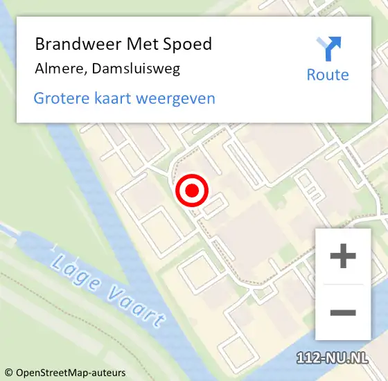 Locatie op kaart van de 112 melding: Brandweer Met Spoed Naar Almere, Damsluisweg op 21 februari 2023 09:35
