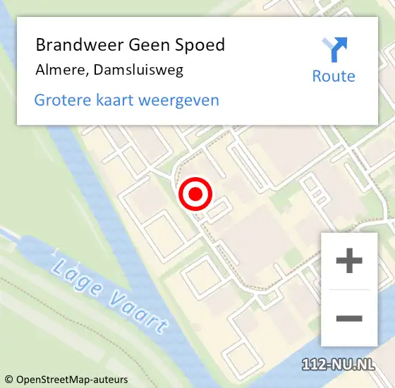 Locatie op kaart van de 112 melding: Brandweer Geen Spoed Naar Almere, Damsluisweg op 21 februari 2023 09:37