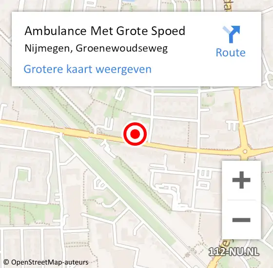 Locatie op kaart van de 112 melding: Ambulance Met Grote Spoed Naar Nijmegen, Groenewoudseweg op 21 februari 2023 11:28