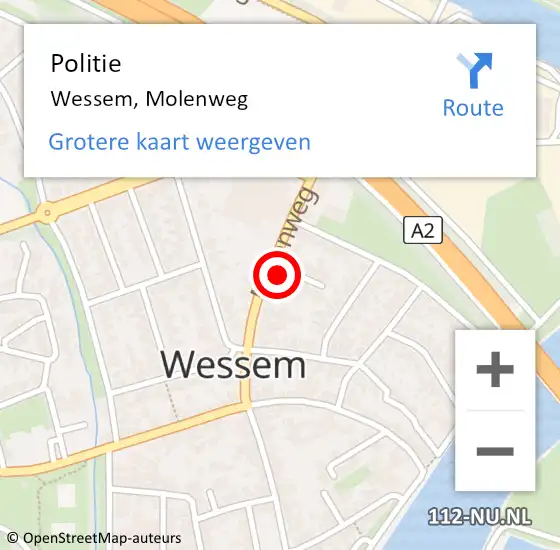 Locatie op kaart van de 112 melding: Politie Wessem, Molenweg op 21 februari 2023 12:55