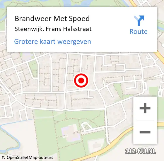 Locatie op kaart van de 112 melding: Brandweer Met Spoed Naar Steenwijk, Frans Halsstraat op 21 februari 2023 14:00