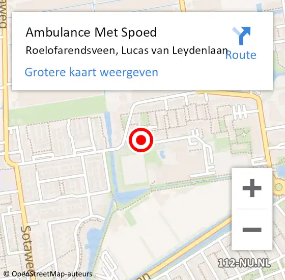 Locatie op kaart van de 112 melding: Ambulance Met Spoed Naar Roelofarendsveen, Lucas van Leydenlaan op 21 februari 2023 14:23