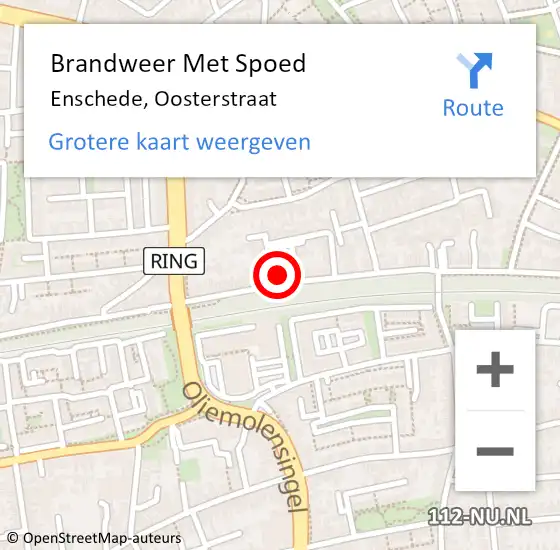 Locatie op kaart van de 112 melding: Brandweer Met Spoed Naar Enschede, Oosterstraat op 21 februari 2023 14:48