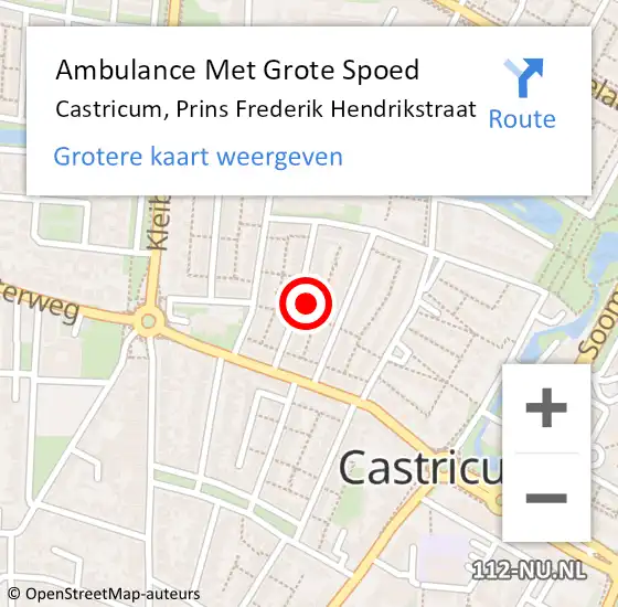 Locatie op kaart van de 112 melding: Ambulance Met Grote Spoed Naar Castricum, Prins Frederik Hendrikstraat op 21 februari 2023 17:15