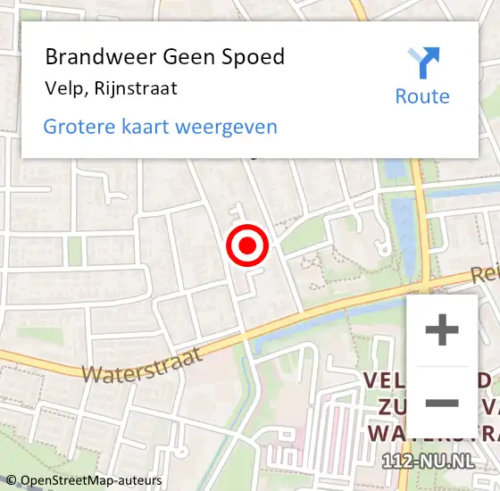 Locatie op kaart van de 112 melding: Brandweer Geen Spoed Naar Velp, Rijnstraat op 21 februari 2023 17:55