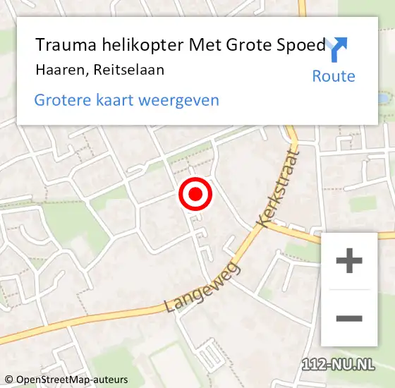 Locatie op kaart van de 112 melding: Trauma helikopter Met Grote Spoed Naar Haaren, Reitselaan op 21 februari 2023 18:11