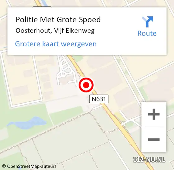 Locatie op kaart van de 112 melding: Politie Met Grote Spoed Naar Oosterhout, Vijf Eikenweg op 21 februari 2023 18:34