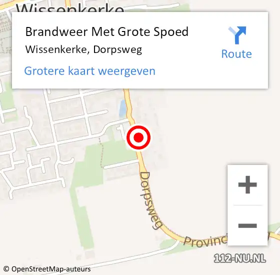 Locatie op kaart van de 112 melding: Brandweer Met Grote Spoed Naar Wissenkerke, Dorpsweg op 21 februari 2023 23:14