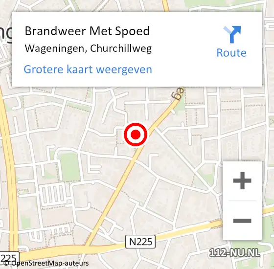 Locatie op kaart van de 112 melding: Brandweer Met Spoed Naar Wageningen, Churchillweg op 21 februari 2023 23:19