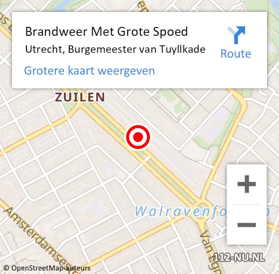 Locatie op kaart van de 112 melding: Brandweer Met Grote Spoed Naar Utrecht, Burgemeester van Tuyllkade op 21 februari 2023 23:44