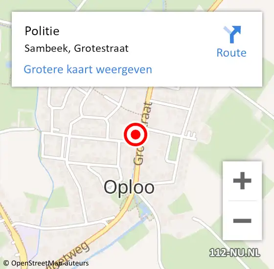 Locatie op kaart van de 112 melding: Politie Sambeek, Grotestraat op 22 februari 2023 05:33