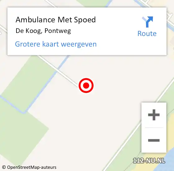 Locatie op kaart van de 112 melding: Ambulance Met Spoed Naar De Koog, Pontweg op 22 februari 2023 08:25