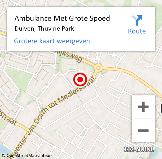 Locatie op kaart van de 112 melding: Ambulance Met Grote Spoed Naar Duiven, Thuvine Park op 22 februari 2023 11:43