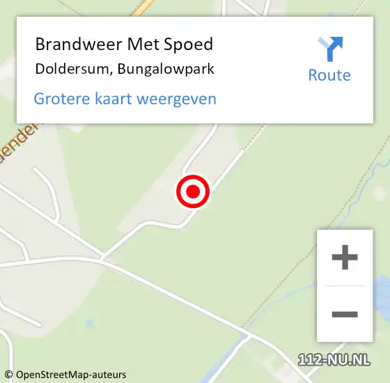 Locatie op kaart van de 112 melding: Brandweer Met Spoed Naar Doldersum, Bungalowpark op 22 februari 2023 12:09