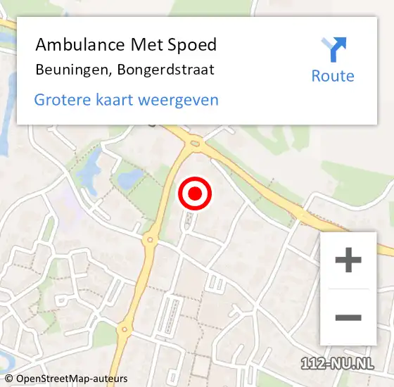 Locatie op kaart van de 112 melding: Ambulance Met Spoed Naar Beuningen, Bongerdstraat op 22 februari 2023 13:28