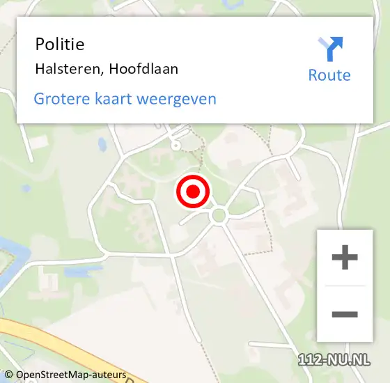 Locatie op kaart van de 112 melding: Politie Halsteren, Hoofdlaan op 22 februari 2023 13:48