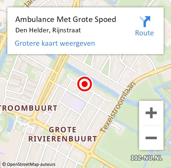 Locatie op kaart van de 112 melding: Ambulance Met Grote Spoed Naar Den Helder, Rijnstraat op 22 februari 2023 17:11