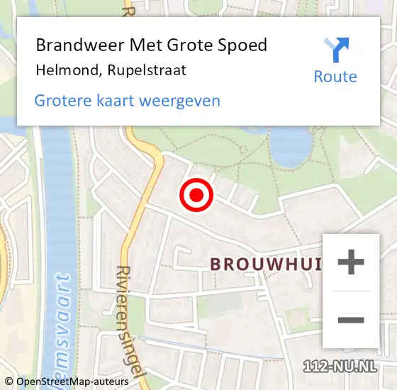 Locatie op kaart van de 112 melding: Brandweer Met Grote Spoed Naar Helmond, Rupelstraat op 22 februari 2023 18:38