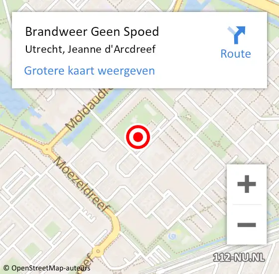 Locatie op kaart van de 112 melding: Brandweer Geen Spoed Naar Utrecht, Jeanne d'Arcdreef op 22 februari 2023 19:30