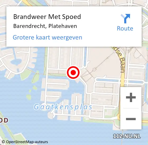 Locatie op kaart van de 112 melding: Brandweer Met Spoed Naar Barendrecht, Platehaven op 22 februari 2023 21:02