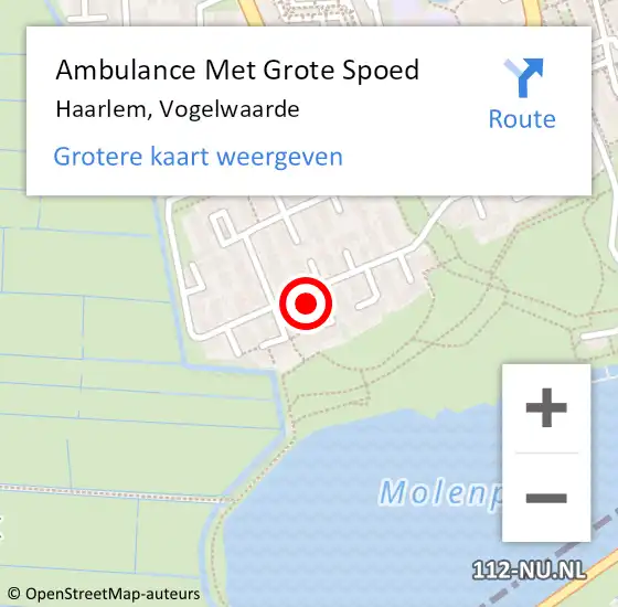 Locatie op kaart van de 112 melding: Ambulance Met Grote Spoed Naar Haarlem, Vogelwaarde op 23 februari 2023 06:25