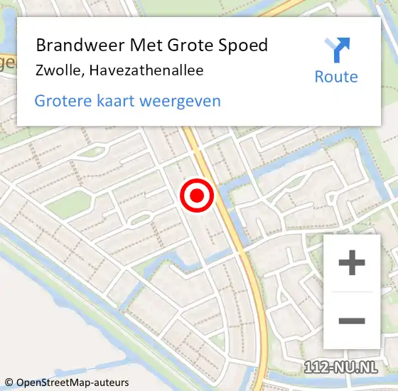Locatie op kaart van de 112 melding: Brandweer Met Grote Spoed Naar Zwolle, Havezathenallee op 23 februari 2023 06:31