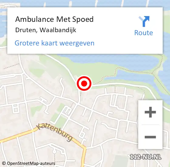 Locatie op kaart van de 112 melding: Ambulance Met Spoed Naar Druten, Waalbandijk op 23 februari 2023 08:28