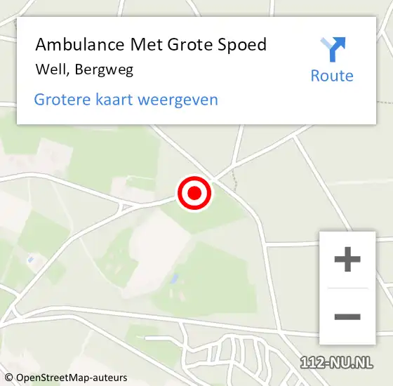 Locatie op kaart van de 112 melding: Ambulance Met Grote Spoed Naar Well, Bergweg op 16 augustus 2014 16:43