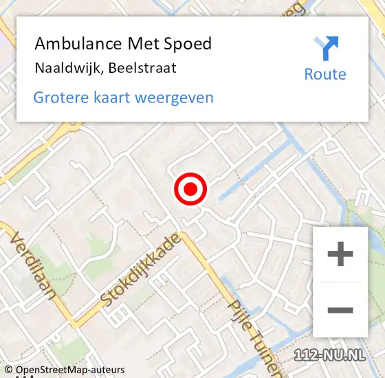 Locatie op kaart van de 112 melding: Ambulance Met Spoed Naar Naaldwijk, Beelstraat op 23 februari 2023 11:57