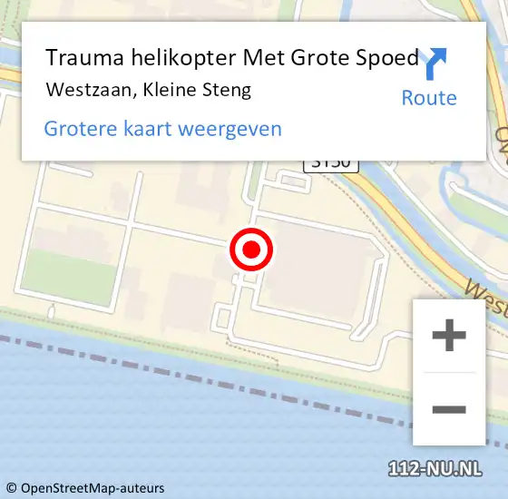 Locatie op kaart van de 112 melding: Trauma helikopter Met Grote Spoed Naar Westzaan, Kleine Steng op 23 februari 2023 12:31