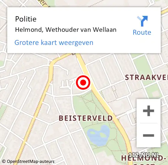 Locatie op kaart van de 112 melding: Politie Helmond, Wethouder van Wellaan op 23 februari 2023 15:20