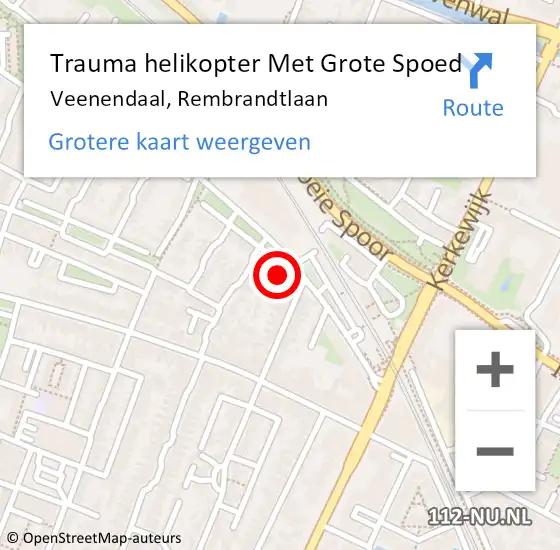 Locatie op kaart van de 112 melding: Trauma helikopter Met Grote Spoed Naar Veenendaal, Rembrandtlaan op 23 februari 2023 15:24
