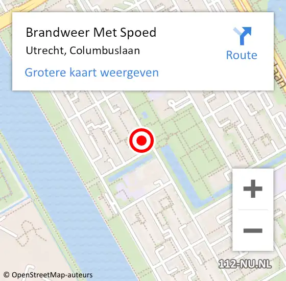 Locatie op kaart van de 112 melding: Brandweer Met Spoed Naar Utrecht, Columbuslaan op 23 februari 2023 16:14
